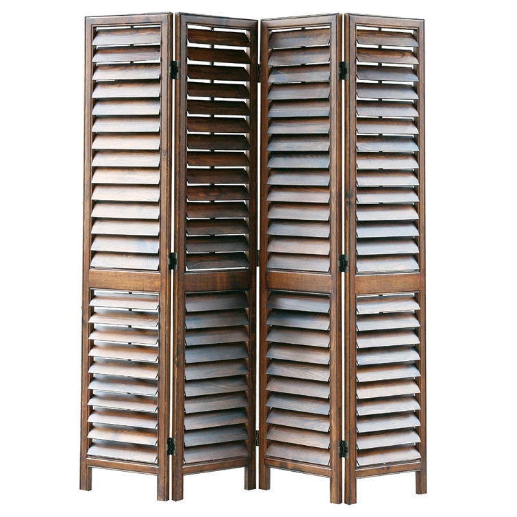 Gracie Oaks Skandar 72'' W x 84'' H 4 Panel Solid Wood Folding Room